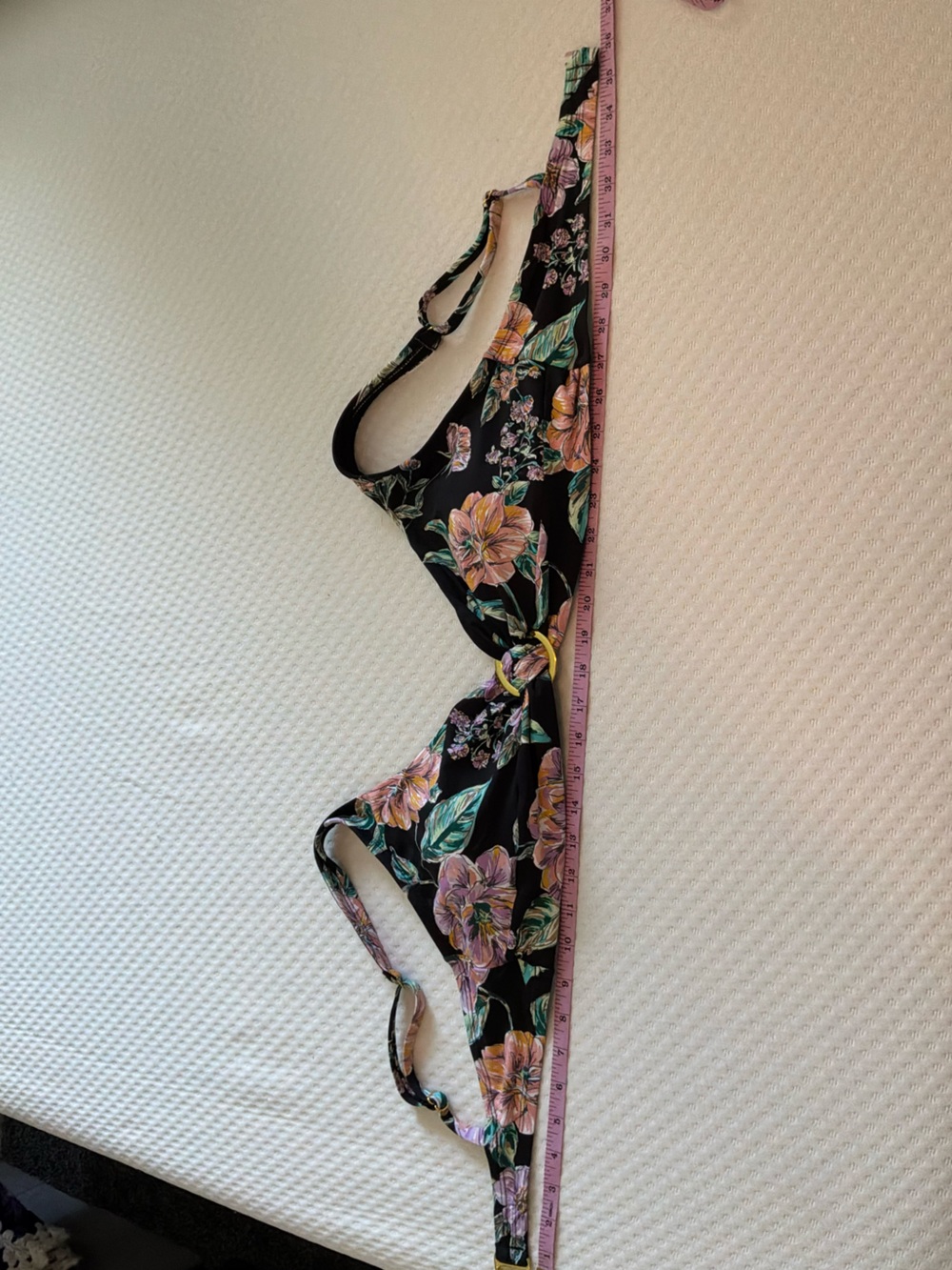 Black Floral Ring-Accent Bikini Top - Women's Swim